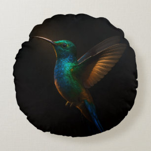 Cojín Redondo Almohadón Redondo Black 4 Luxe Hummingbird Volando