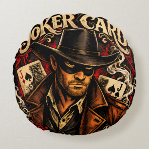 Cojín Redondo Almohadón redondo de forajido enmascarado con cart