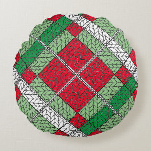 COJÍN REDONDO ALMOHADÓN REDONDO DE PUNTO ARGYLE NAVIDEÑO