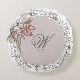 Cojín Redondo Almohadón Redondo Noble Blush Floral Wreath