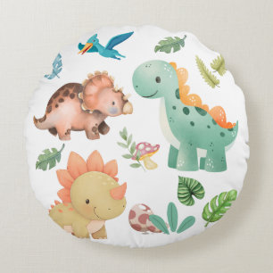 Cojín Redondo Almohadones para niños de dinosaurio lindo