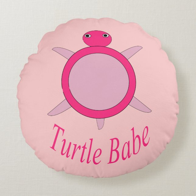 Cojín Redondo Almohín de Babe de tortuga rosa (Anverso)