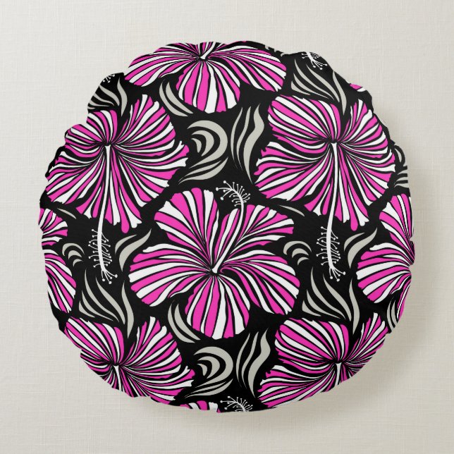 Cojín Redondo Aloha Hawaii, invitación del Partido Luau a la esp (Anverso)