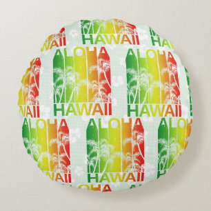 Cojín Redondo Aloha Hawaii Retro Summer Floral