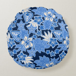 Cojín Redondo Aloha Heart Hawaiian Hibiscus Tropical
