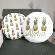 Aloha Tradicional Patrón de piña redonda Pillow