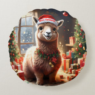 Cojín Redondo "Alpaca los presentes: Una historia de Navidades"