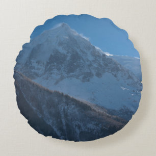 Cojín Redondo Alpes montañeses franceses cubiertos de nieve fres