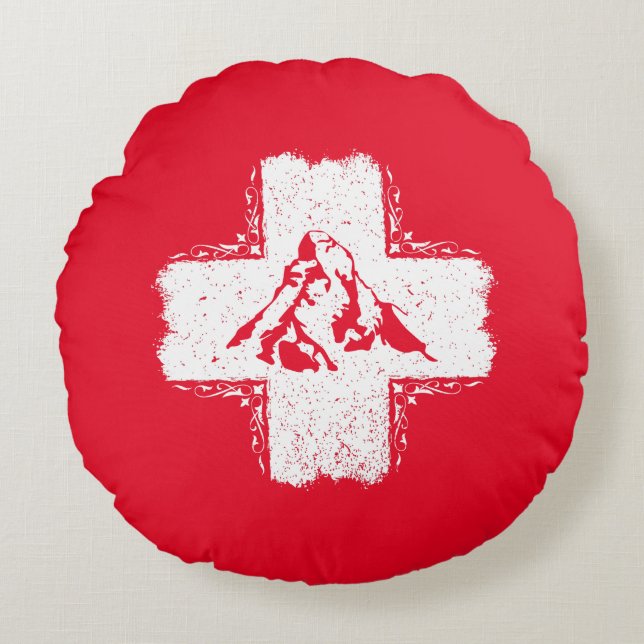 Cojín Redondo Alpes suizos Matterhorn - Suiza (Anverso)