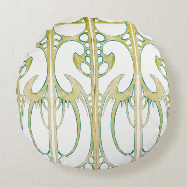 Cojín Redondo Alphonse Mucha arte nuevo arte abstracto (Anverso)