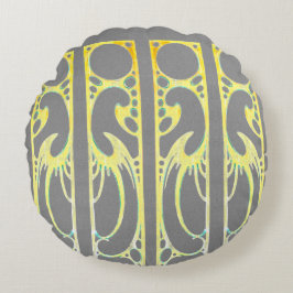 Cojín Redondo Alphonse Mucha arte nuevo arte abstracto gris