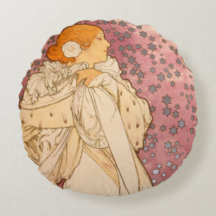 Cojín Redondo Alphonse Mucha La Dame Aux Camelias: Art Nouveau