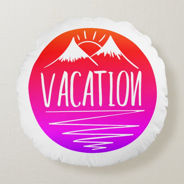 Cojín Redondo Alrededor de las montañas de la VACACIONES (Anverso)