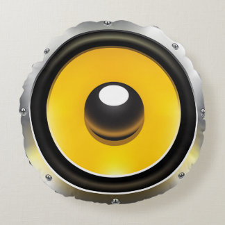 Cojín Redondo Altavoz estéreo vintage nostálgico de audio retro 