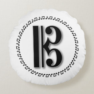 Cojín Redondo Alto o Clef de C del diseño de la nota de la