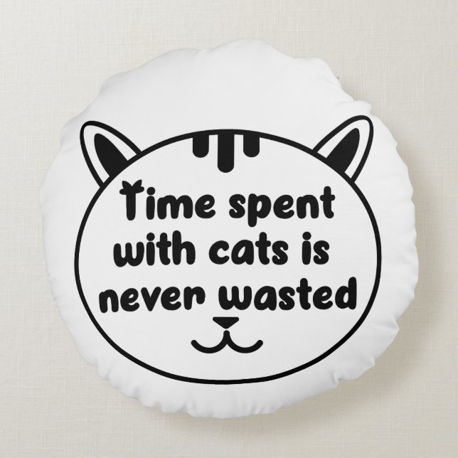 Cojín Redondo Ama a mi gato negro (Reverso)