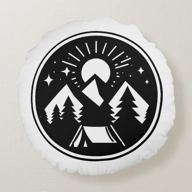 Cojín Redondo Amante de acampada (Reverso)