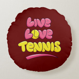 Cojín Redondo Amante del Tenis Frase