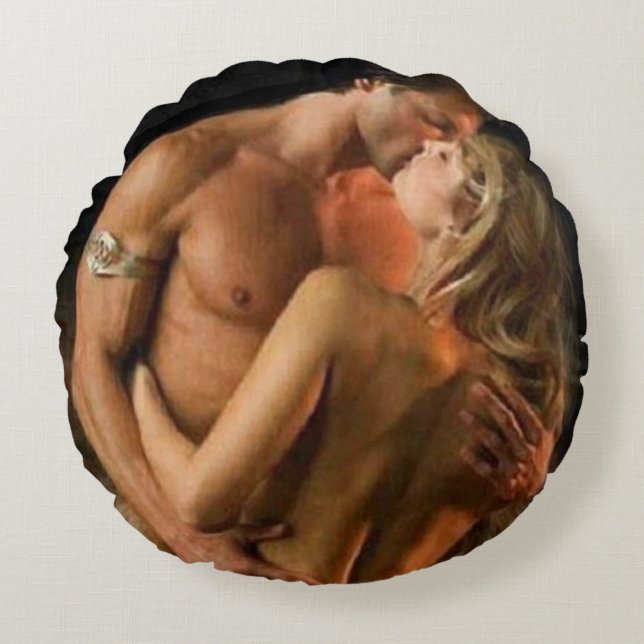 Cojín Redondo Amantes de citas (Anverso)