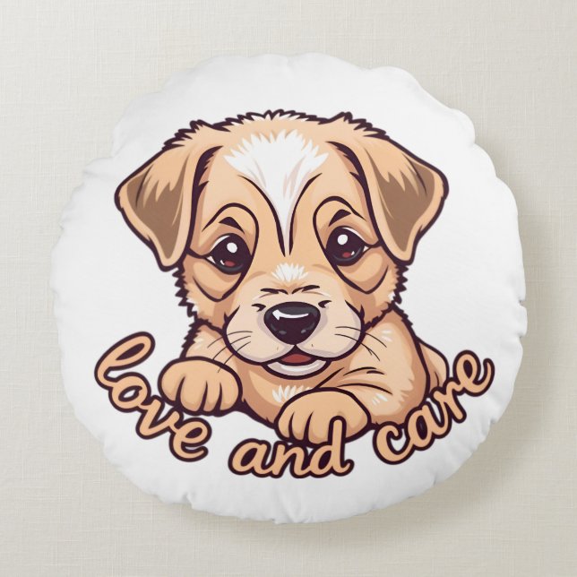 Cojín Redondo Amantes de las mascotas (Anverso)