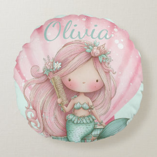 Cojín Redondo Amantes del caparazón de sirena nombre 