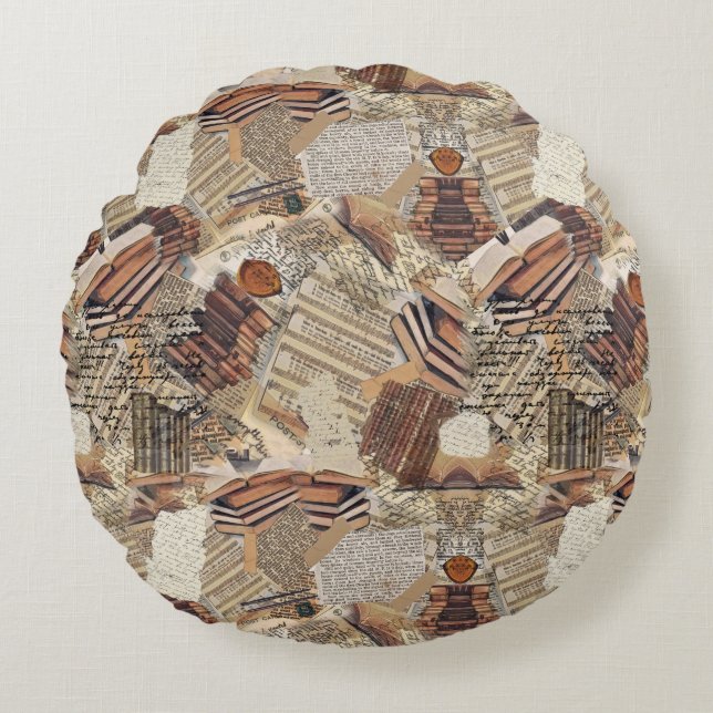 Cojín Redondo Amantes del escritor y del libro (Anverso)