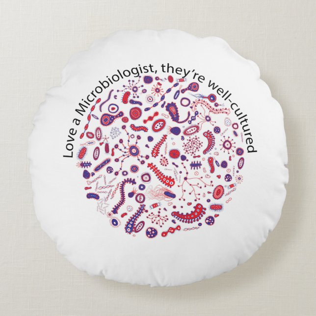 Cojín Redondo Amar a un microbiólogo (Anverso)