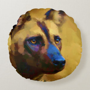 Cojín Redondo Amar al perro salvaje africano