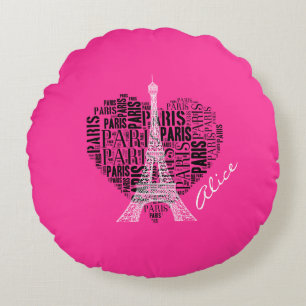 Cojín Redondo Amar París   Adorable Torre Eiffel