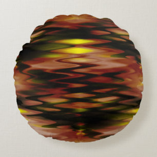 Cojín Redondo Amarillo manchado bajo zigzag abstracto formador m