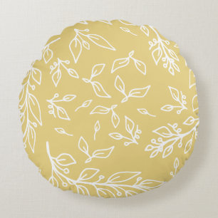 Cojín Redondo Amarillo paja Floral