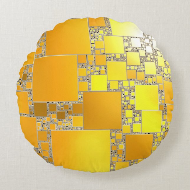 Cojín redondo amarillo y Naranja cuadrado (Anverso)