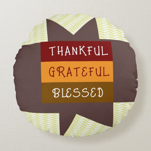 Cojín Redondo amarillo zigzag (Anverso)