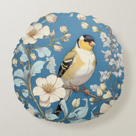 Cojín Redondo American Goldfinch William Morris Inspired