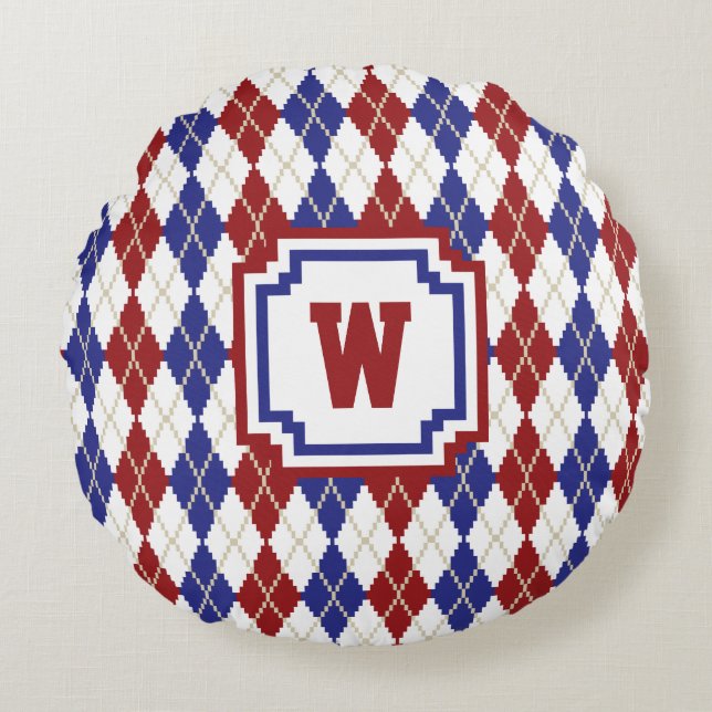 Cojín Redondo Americana Argyle Round Pillow (Anverso)