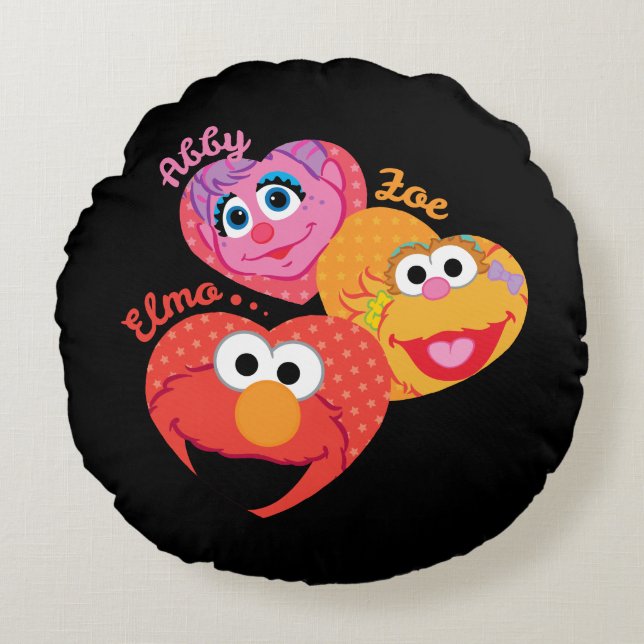 Cojín Redondo Amigos de Plaza Sésamo (Anverso)