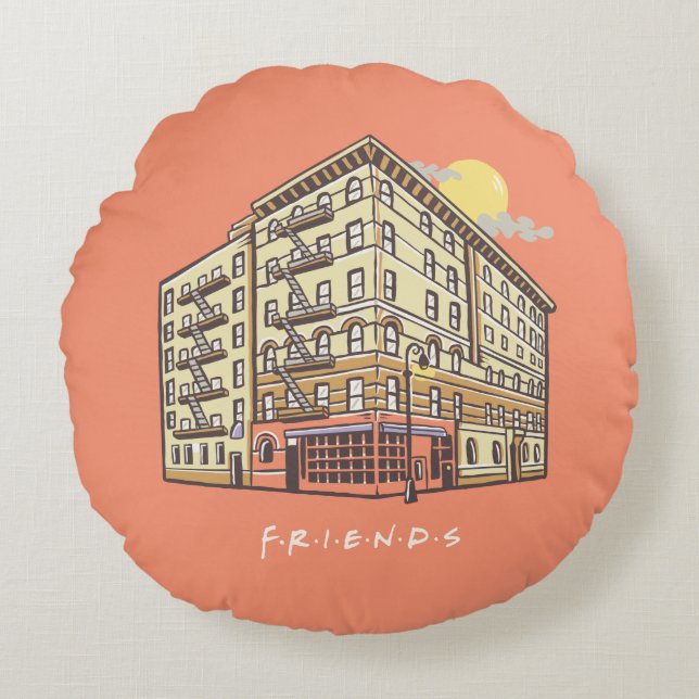 Cojín Redondo AMIGOS™ | Edificio de apartamentos de Mónica (Anverso)