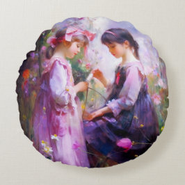 Cojín Redondo Amigos y flores 2