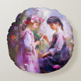 Cojín Redondo Amigos y flores 2