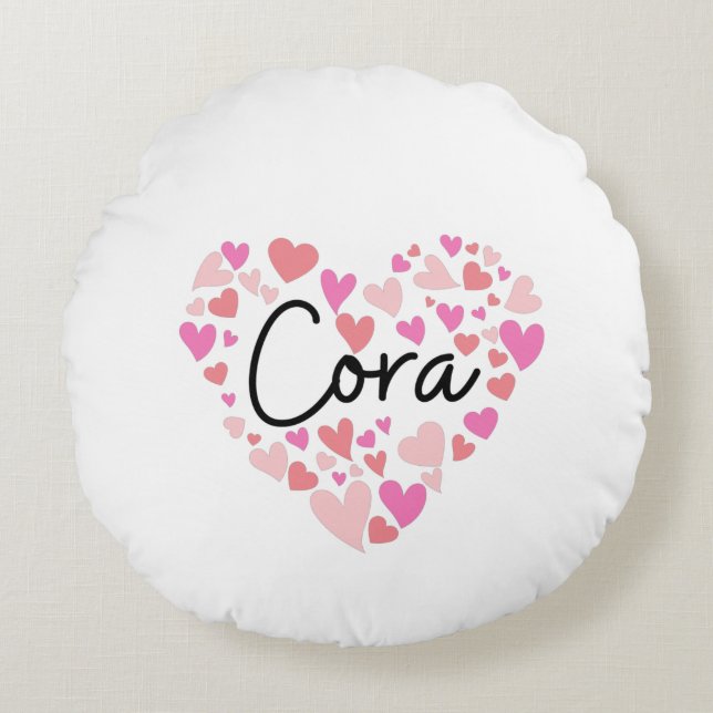 Cojín Redondo Amo a Cora (Anverso)