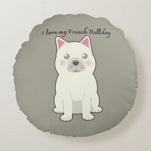 Cojín Redondo Amo a mi Bulldog Francés