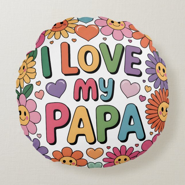 Cojín Redondo Amo a mi papá (Anverso)