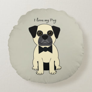Cojín Redondo Amo a mi Pug