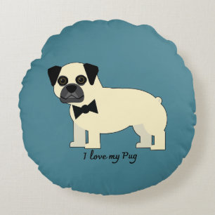 Cojín Redondo Amo a mi Pug
