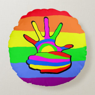 Cojín Redondo Amo LGBT arcoiris