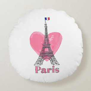 Cojín Redondo Amo París Torre Eiffel Francia Regalo