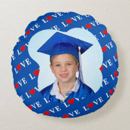 Cojín Redondo Amor azul marino Retro Elegante