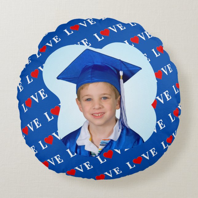 Cojín Redondo Amor azul marino Retro Elegante (Anverso)