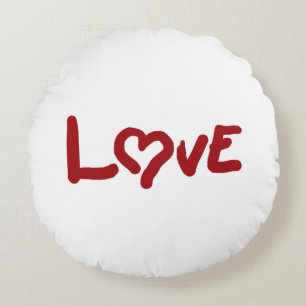 Cojín Redondo Amor con corazón-Dos lados Negro y Blanco con text