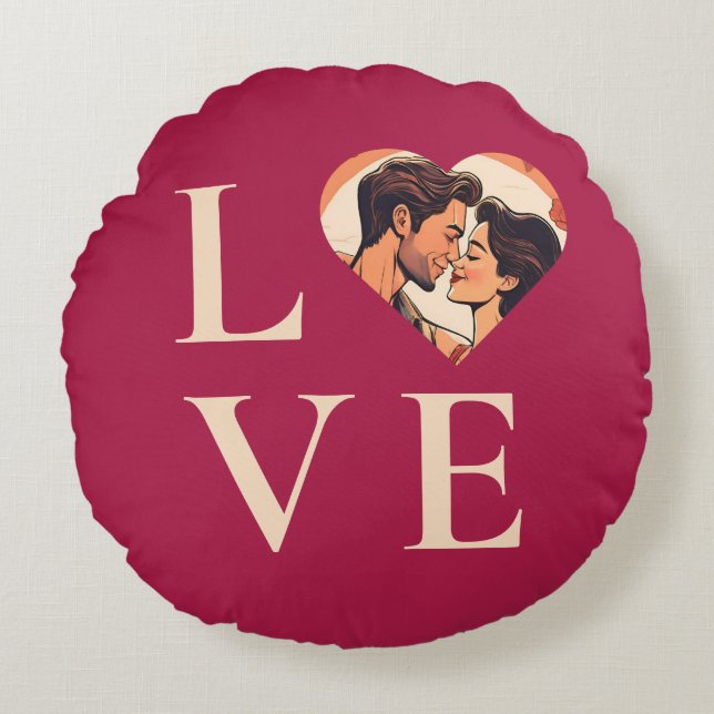Cojín Redondo Amor con imagen (Anverso)